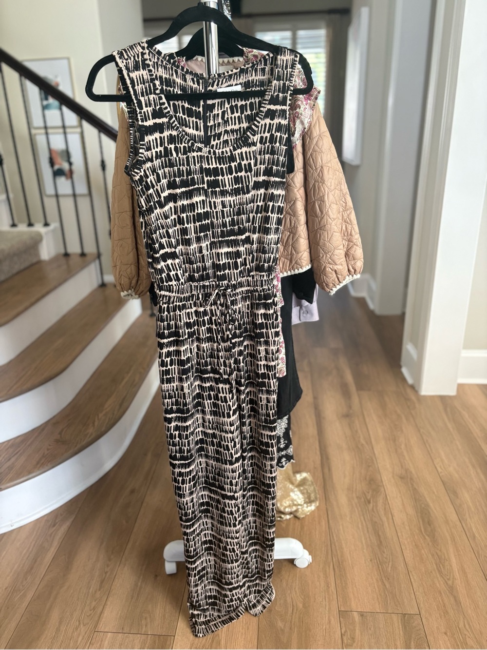 Calvin Klein Black and Cream Sleeveless Printed Jumpsuit